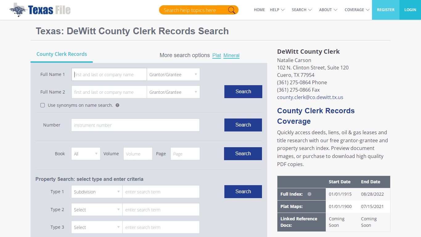 Dewitt County Clerk Records Search | TexasFile